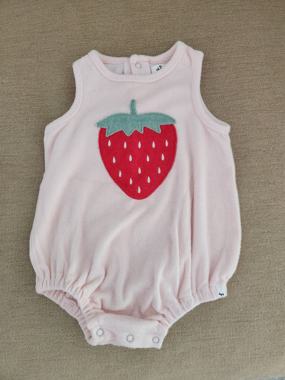 Pink Strawberry Terry One-Piece Romper for Kids